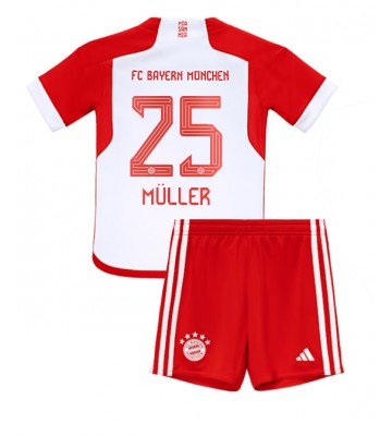 Bayern Munich Thomas Muller #25 Hemmaställ Barn 2023-24 Kortärmad (+ Korta byxor)